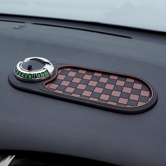 Multifunction Car Anti-Slip Mat Auto Universal Phone Holder, Rotatable Anti Skid Car Dashboard Pad with Temporary Parking Numbe and Large Pad for Phones Sunglasses Keys Gadgets