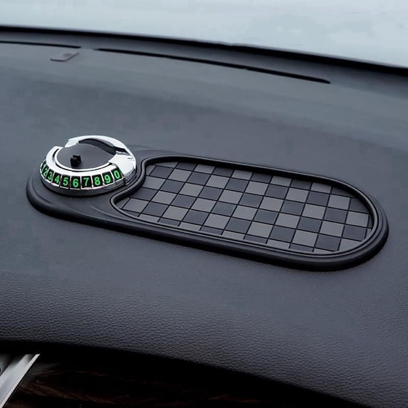 Multifunction Car Anti-Slip Mat Auto Universal Phone Holder, Rotatable Anti Skid Car Dashboard Pad with Temporary Parking Numbe and Large Pad for Phones Sunglasses Keys Gadgets