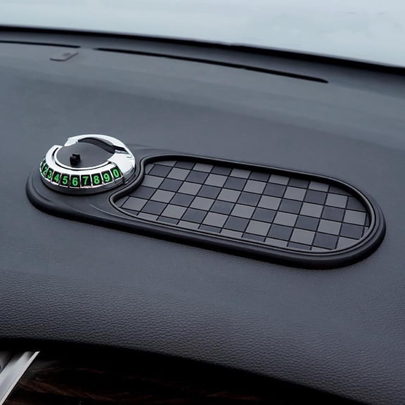 Multifunction Car Anti-Slip Mat Auto Universal Phone Holder, Rotatable Anti Skid Car Dashboard Pad with Temporary Parking Numbe and Large Pad for Phones Sunglasses Keys Gadgets