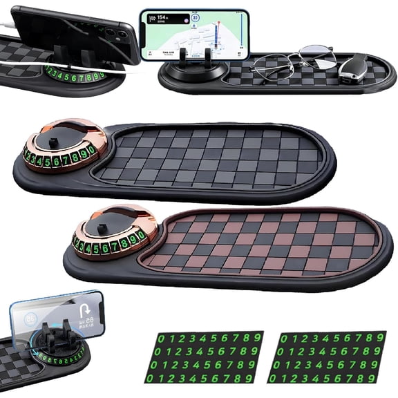 Multifunction Car Anti-Slip Mat,Universal Dashboard Mat With Rotating Car Phone Holder, 360° Rotating For Small Items Like Phones And Keys