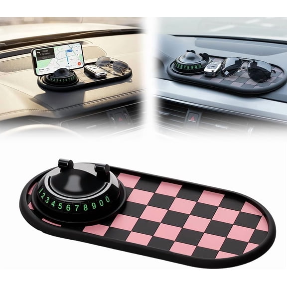 Multifunction Car Anti-Slip Mat with 360° Rotatable Phone Holder and Temporary Parking Number Display