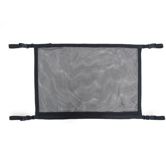 Multifunction Car Ceiling Storage Net Pocket Roof Interior Cargo Breathable Mesh Bag Adjustable Sundries Toys Storage Pouch with Zipper Automotive Interior Supplies