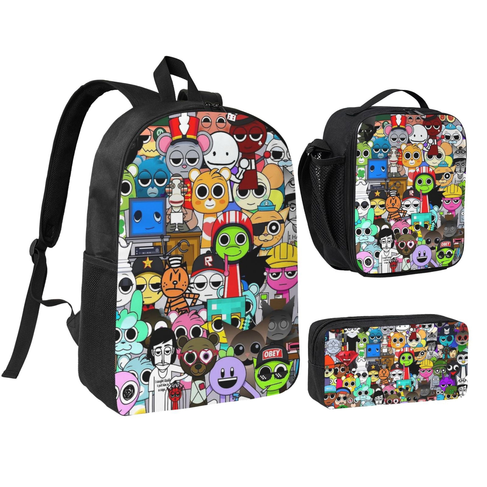 Multifunction Casual 3 In 1 Backpack Set Sprunki Bookbag With Lunch Box ...