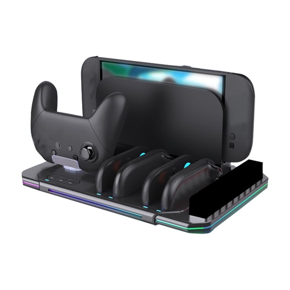 Multifunction Charging Dock Stand for NS2 Charging Stand Base with LED Indicators Cooling Fan Card Storage