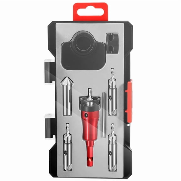 Multifunction Countersink Drill Bit Set with Adjustable Depth Stop Converts to 45Degree Chamfer Cutter Dual Sided 8/10mm,1 * Multifunction Countersink Drill Bit Set,As Shown