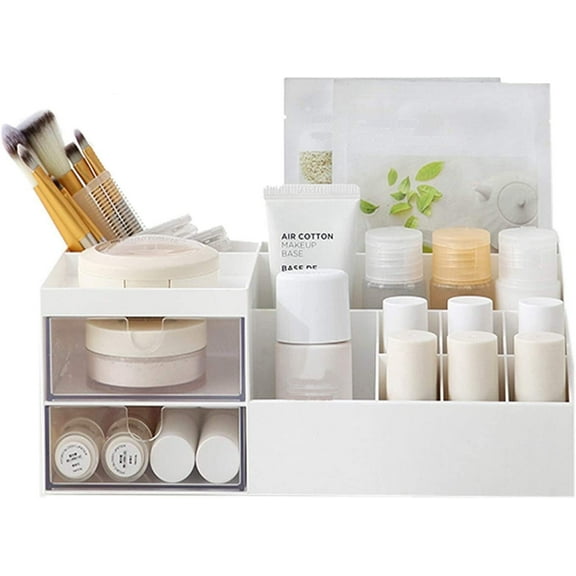 Multifunction Desk Organizer, BREIS Makeup Storage for Eyeshadows, Concealers, Powders, Nail Polish(White)