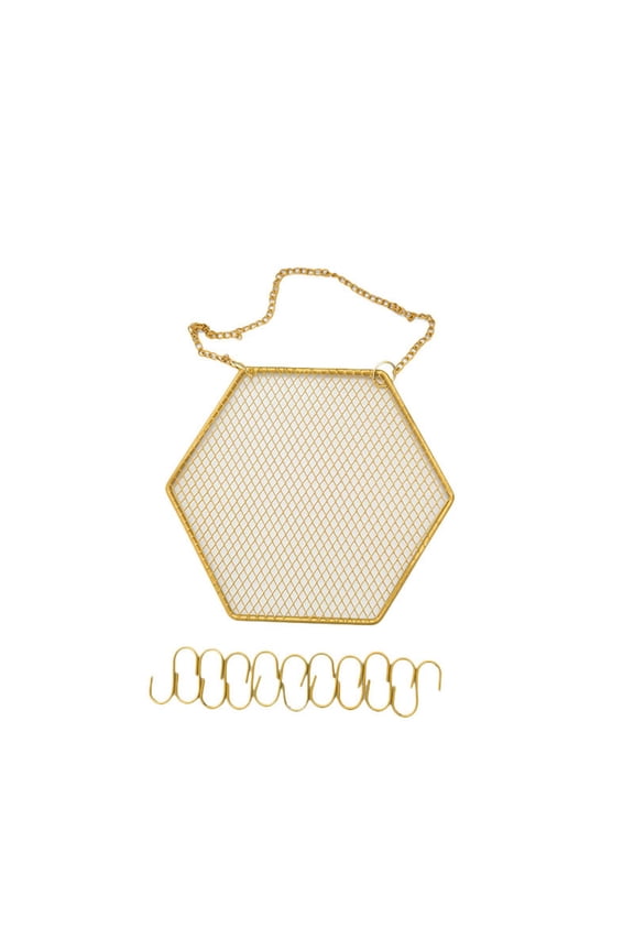 Convenient Earring Wall Holder Hexagon Wall Mounted Hanging Earring Organizer Jewelry with Hooks for Bracelets Watches