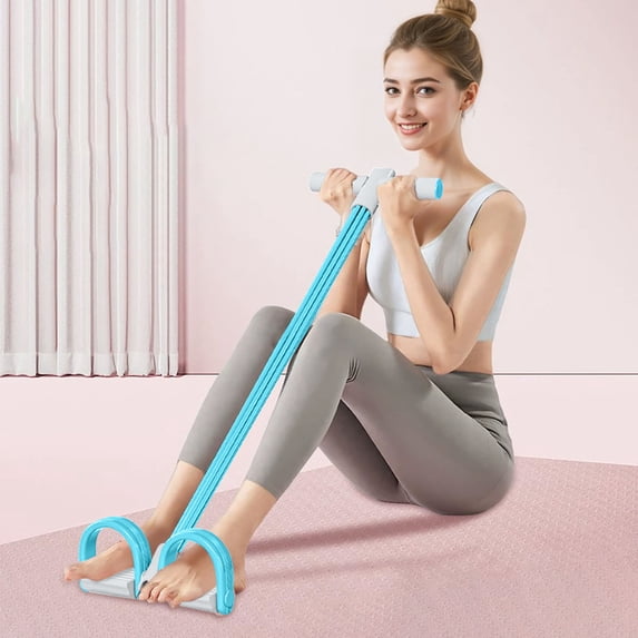 Multifunction Elastic Yoga Resistance Band, Elastic Exercise Band, Stretching Pedal Puller with Handles for Full Body Workout, Home Fitness Equipment for Legs, Arms, Core Training (Blue)