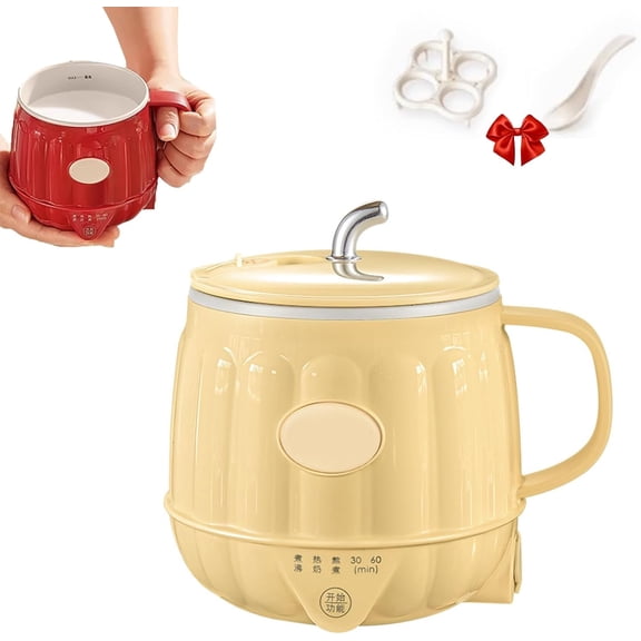 Multifunction Electric Heated Milk Cup, Portable Mini Travel Electric Kettle, Stainless Steel Automatic Milk Warmer for Latte, Cappuccino, Macchiato, Hot Chocolate with Camping
