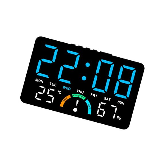 Multifunction Electronic Clock Large LED Display Realtime Indoor Climate Monitor Brightness Home Office Use