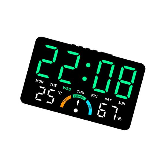 Multifunction Electronic Clock Large LED Display Realtime Indoor Climate Monitor Brightness Home Office Use