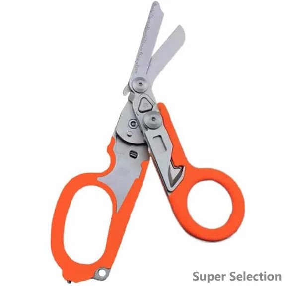 Multifunction Emergency Scissors, Stainless Steel Folding Trauma Shears With Seatbelt Cutter & Glass Breaker Tool For Car, First Aid, Outdoor,orange