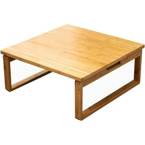 Multifunction Foldable Low Table Bamboo Japanese-Style Coffee Table Square Tea Table with Folding Legs Household Folding Small Dining Table Kids Art Table (Color : Natural, Size : 60 * 60 * 23.5cm)
