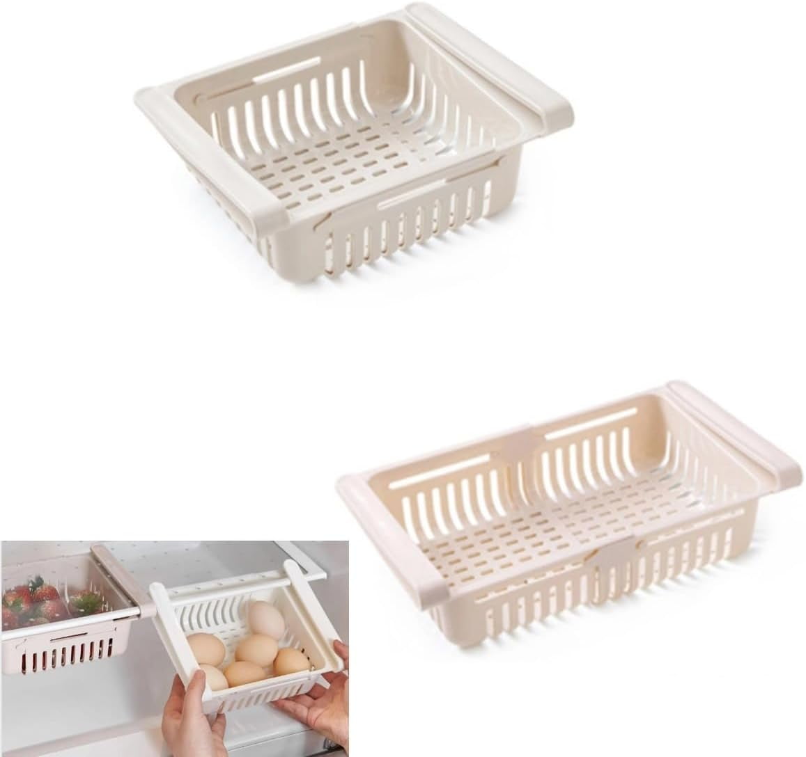 Multifunction Fridge Drawer Organizer , Retractable Drawer Refrigerator ...
