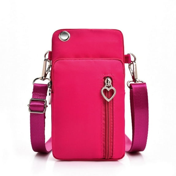 Multifunction Handbag Women Shoulder Bag Mobile Phone Bag Coin Storage Crossbody Bags ROSE RED