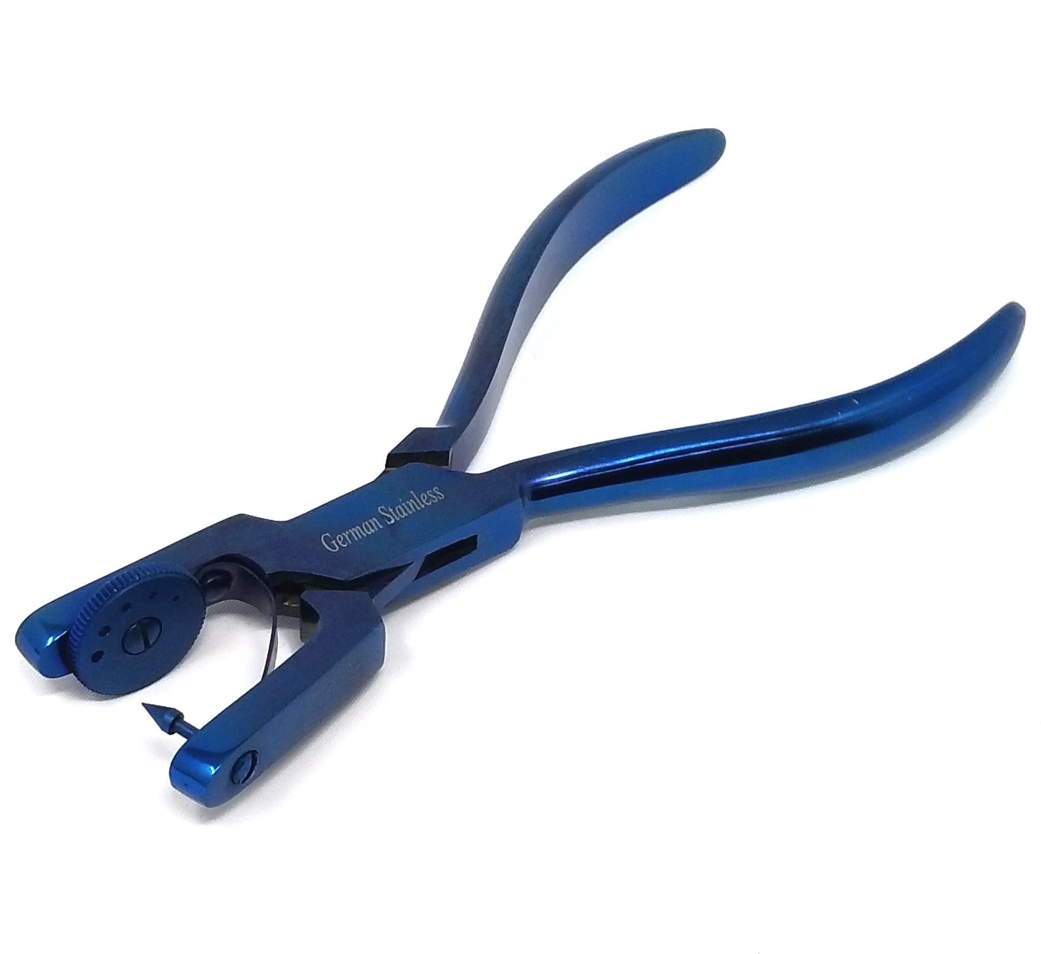 Multifunction Hole Punch Pliers 6-1/2" to Create 0.8mm-2mm Clean Holes Jewelry Making Handheld Stainless Steel Tool, BLUE