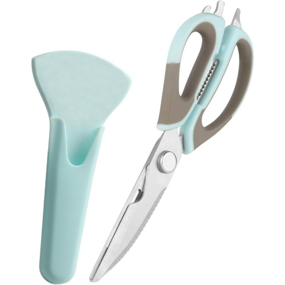 Multifunction Kitchen Food Scissors, Detachable Household Shears with Magnetic Holder, Stainless Steel Sharp Kitchen Shears for Meat/Vegetables/Fruit/BBQ (Black-red)