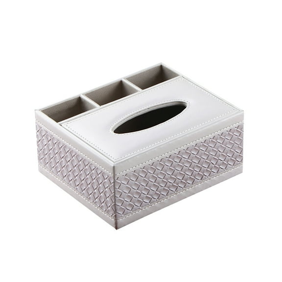 RENACLIPY White Tissue Holder and Sleek Desktop Organizer for Kitchen, Office, Bathroom, and Home Use