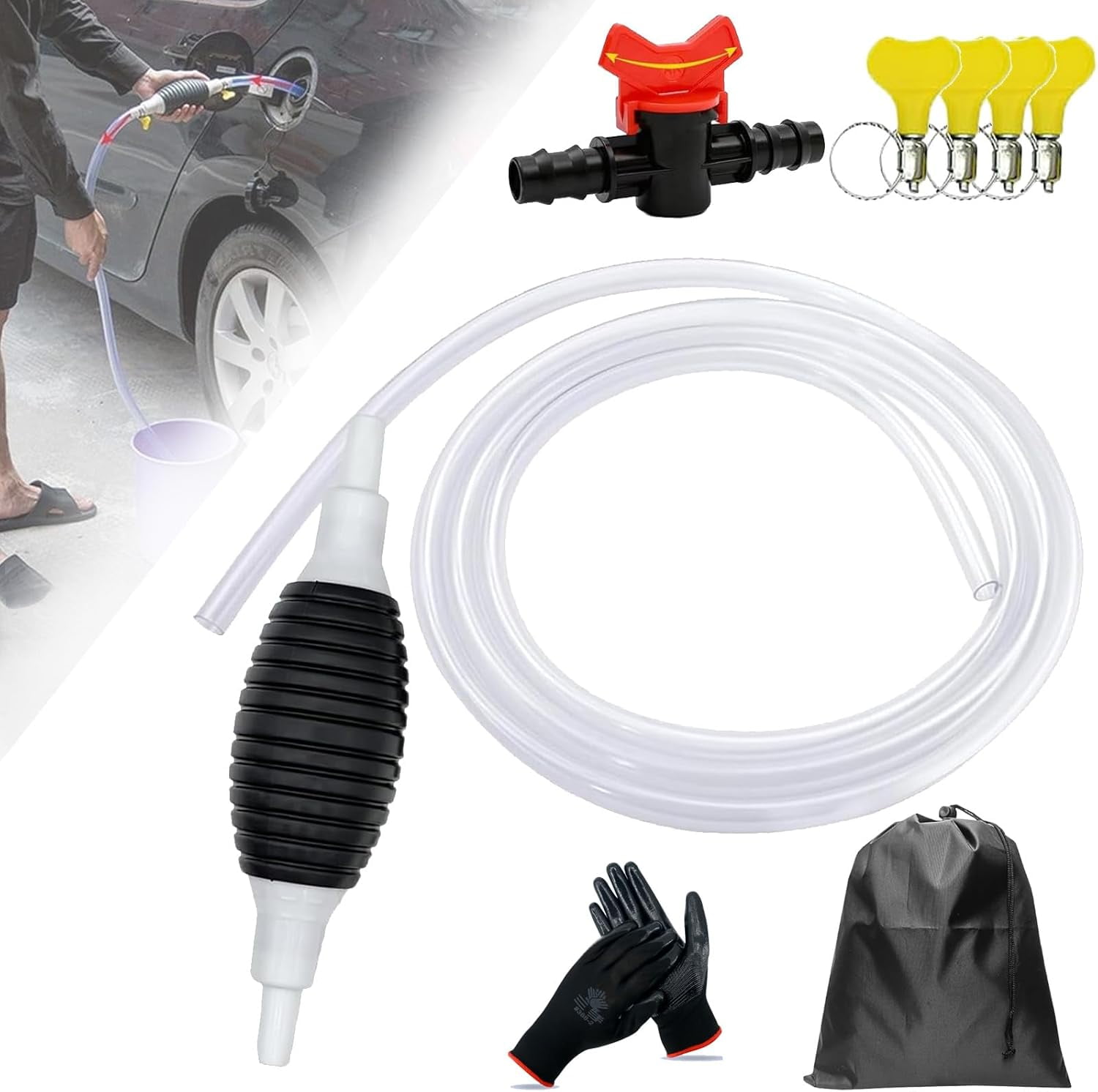 Multifunction Liquid Sucker, Portable Siphon Pump for Gasoline, 2024