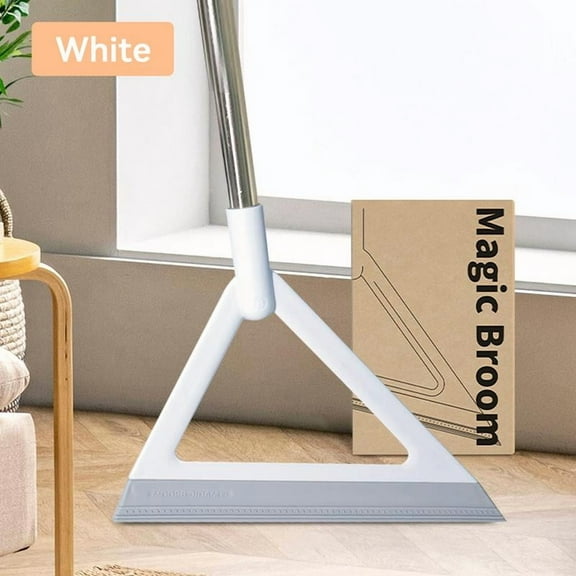 Multifunction Magic Broom, Stainless Steel Design, Squeegee Silicone Sweeping Broom for Kitchen, Bathroom, Glass Windows, Pet Hair, Water(White)