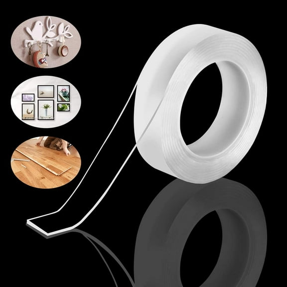 Multifunction Nano Tape-Traceless Washable Adhesive Tape - Free to Remove, Transparent Double Sided Tape for Paste Photos and Posters, Fix Rug and Furniture, Paste Items etc(3.3FT)1m