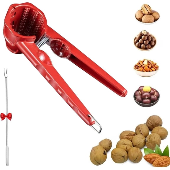 Multifunction Nutcracker with Non Slip Handle, Contains Walnut Needles, Heavy Duty Pecan Walnut Plier and Chestnut Opener Tool for Walnuts, Chestnuts, Hazelnuts