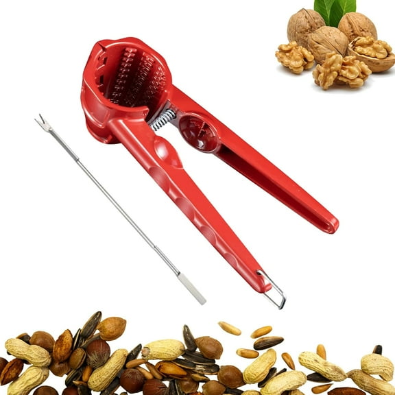 Multifunction Nutcracker with Non Slip Handle, Walnut Cracker with Walnut Needles Included, Multifunctional Handheld Cracker for Walnut and Hazelnut