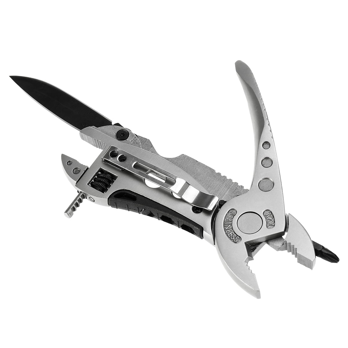 Multifunction Outdoor Tool Gear with Adjustable Wrench Jaw