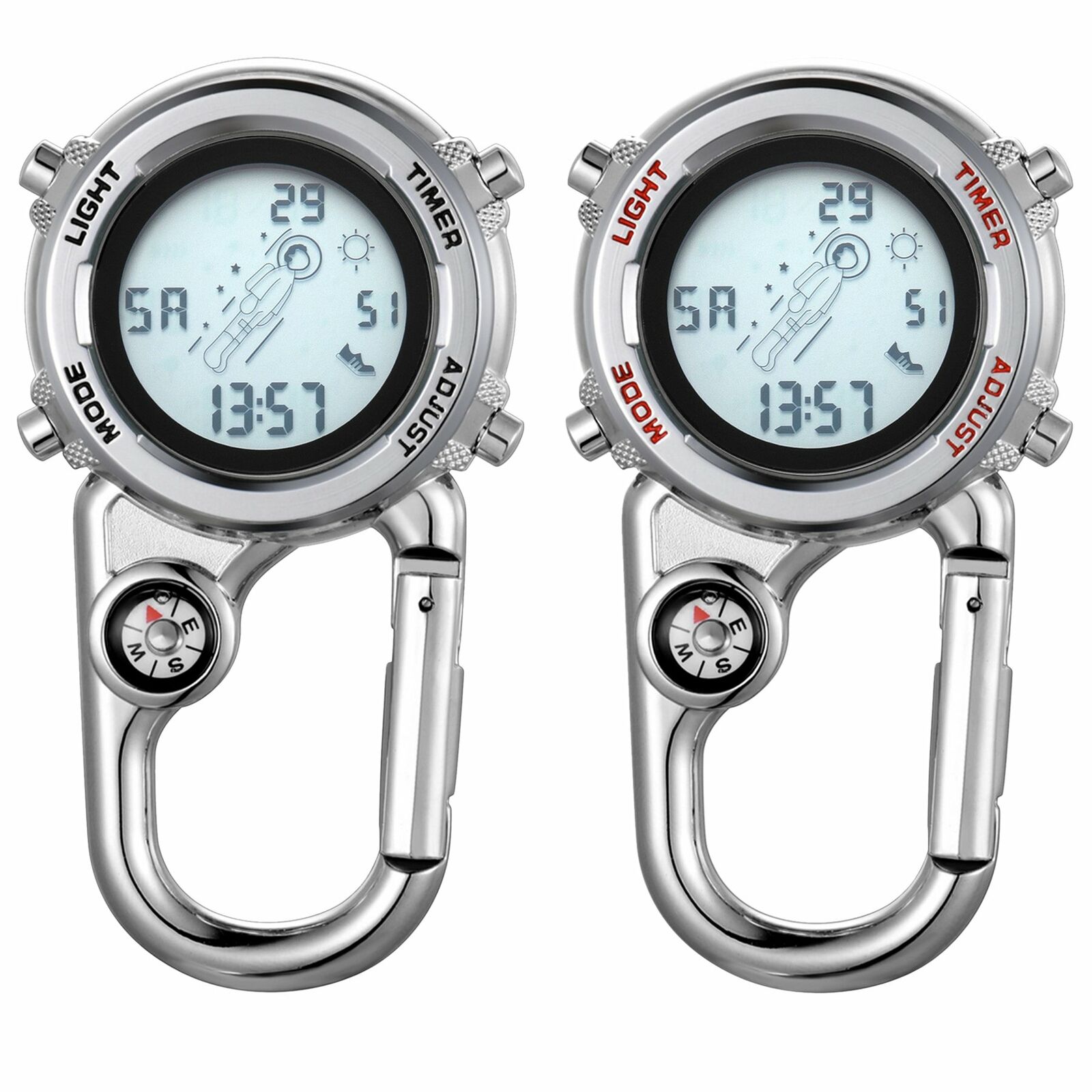 Multifunction Outdoors Backpack ClipOn Carabiner Compass Date Digital