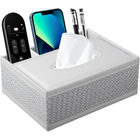 Multifunction PU Leather Tissue Box Holder/Cover Rectangular Upgrade Large Size Stationery Napkin Remote Control Storage Box,Facial Tissue Dispenser Organizer Caddy Home Office Supplies (Retro)