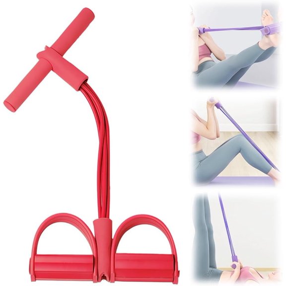 Multifunction Pedal Resistance Band, 4-Tube Yoga Puller, High Elasticity AB Training Device for Arm, Waist and Leg Slimming at Home or Gym.