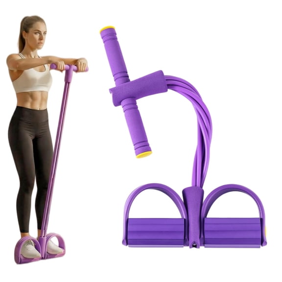 Multifunction Pedal Resistance Band, 6-Tube Natural Latex Sit-Up Exerciser, Elastic Tension Rope for Home Gym Yoga & Core Toning