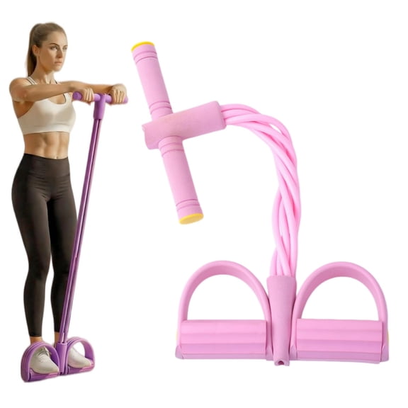 Multifunction Pedal Resistance Band, 6-Tube Natural Latex Sit-Up Exerciser, Elastic Tension Rope for Home Gym Yoga & Core Toning