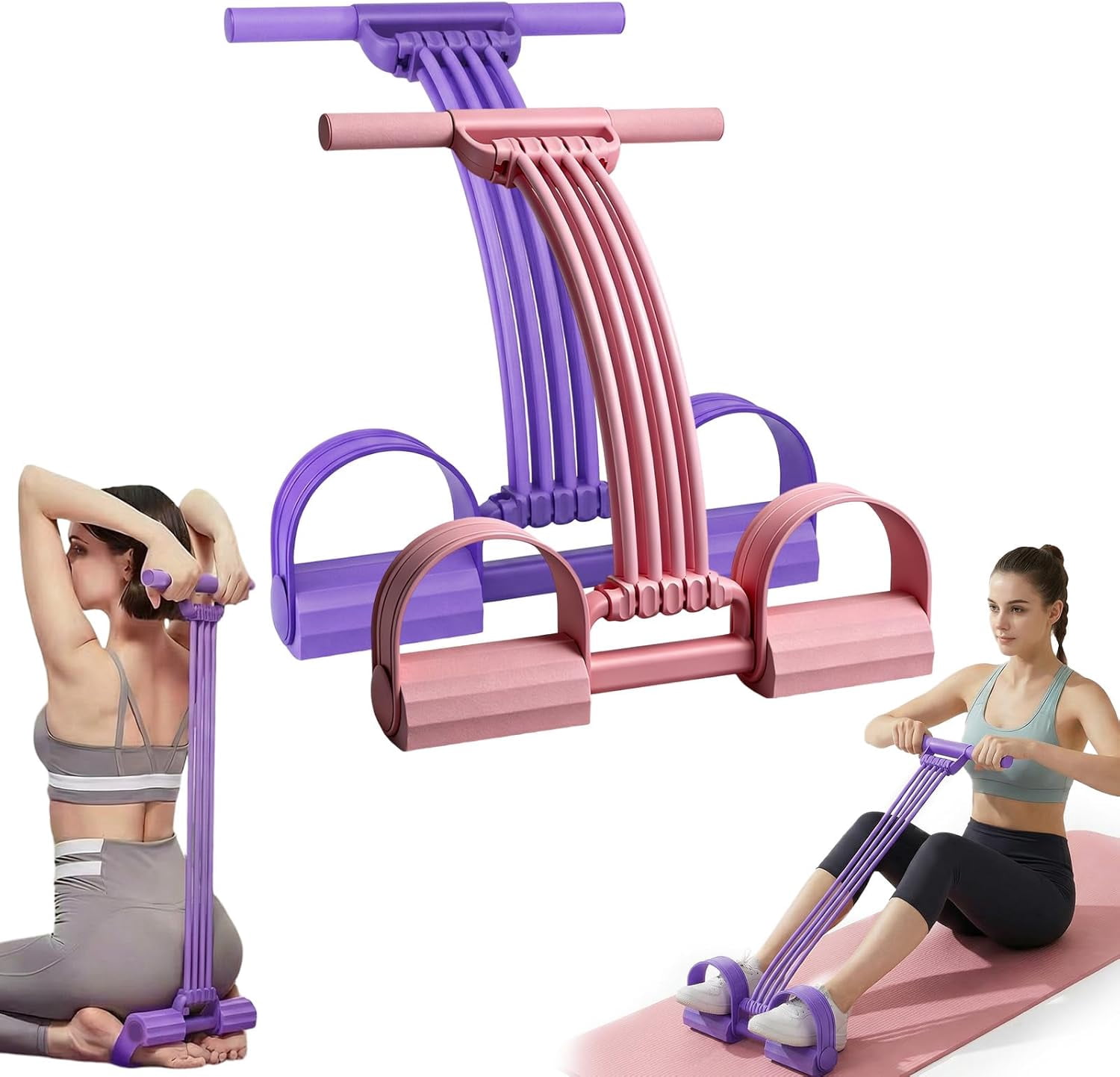 Multifunction Pedal Resistance Band, 8-Tube Adjustable Elastic Band with Handles – Full Body Workout for Legs, Arms, Waist & Abdomen