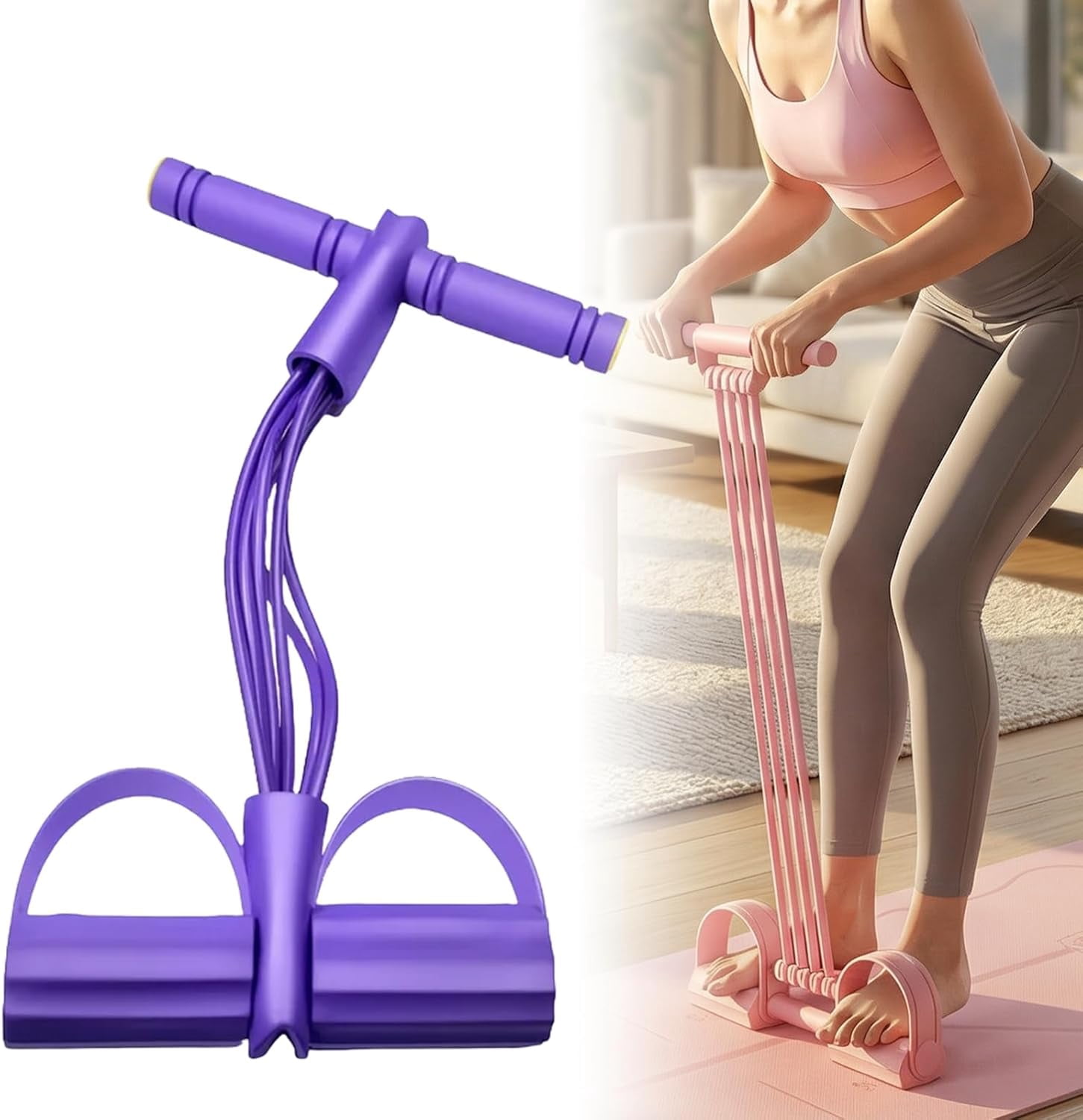 Multifunction Pedal Resistance Band, 8-Tube Adjustable Elastic Band with Handles – Full Body Workout for Legs, Arms, Waist & Abdomen