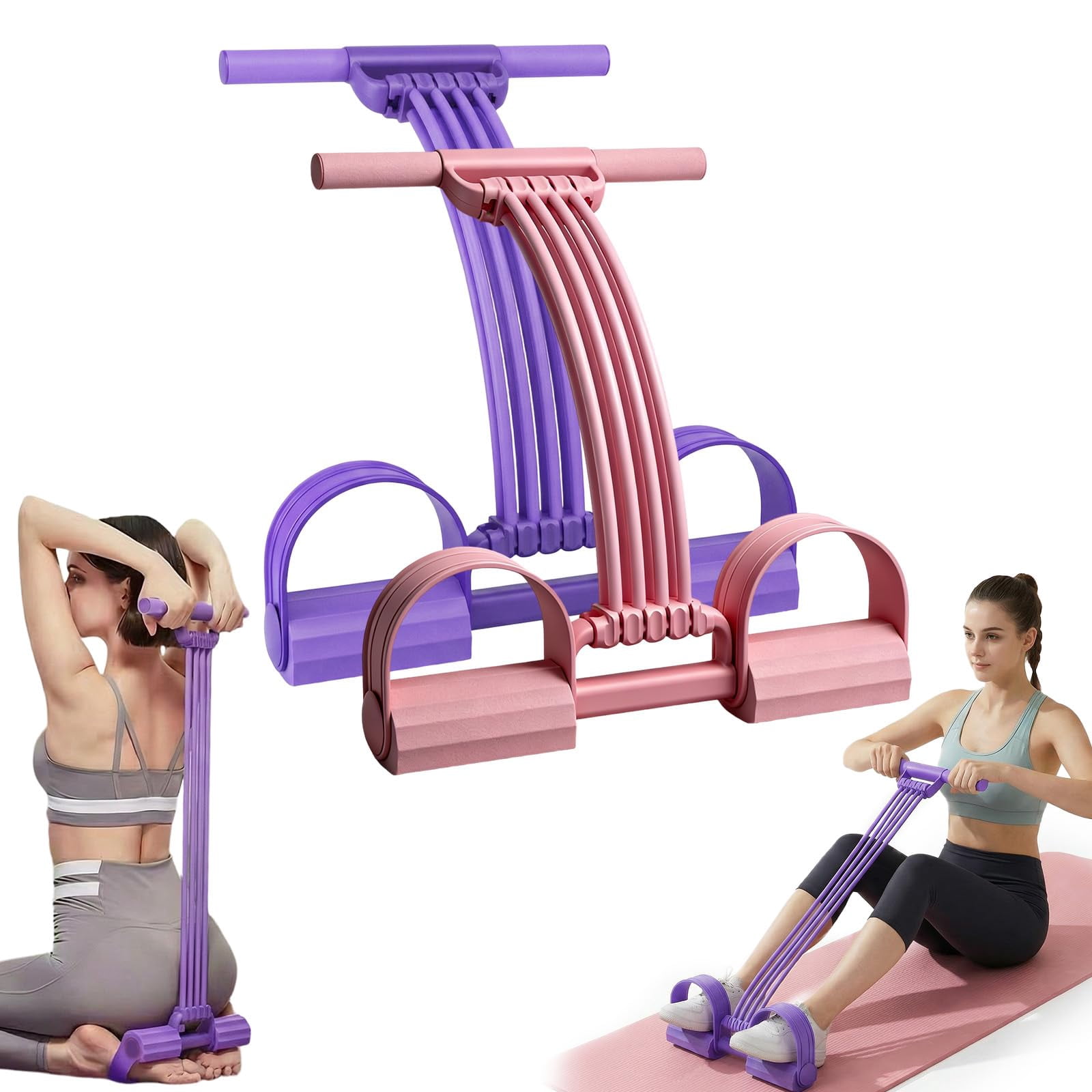 Multifunction Pedal Resistance Band, 8-Tube Upgraded Yoga Exercise Trainer with Handles, Ideal for Abdomen, Waist, Arms, and Legs