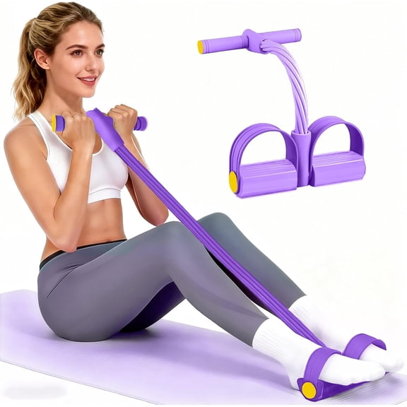 Multifunction Pedal Resistance Band, Durable 6-Tubes 50lbs Natural Rubber for Full Body Workout Abdomen Waist Arm Leg
