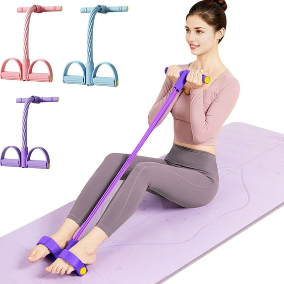 Multifunction Pedal Resistance Band,Pedal Resistance Band with Handle, 4-Tube Elastic Pull Rope, Yoga Strap Bodybuilding Expander,for Abdomen,Waist,Arm,Leg Stretching Slimming Training