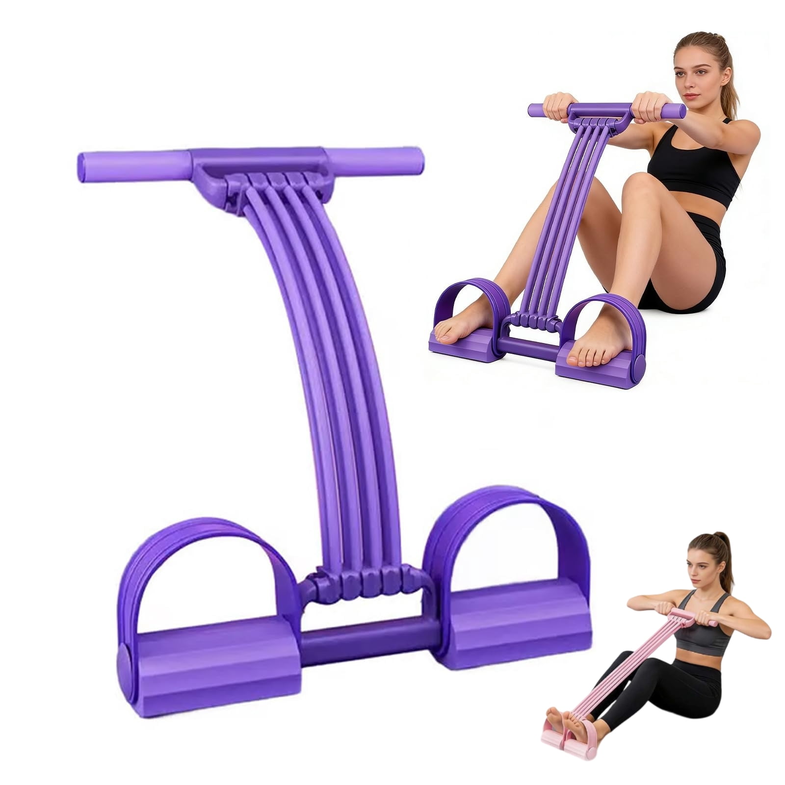 Multifunction Pedal Resistance Band Trainer - 3-in-1 Adjustable Foot Pedal with Handles, Detachable Elastic Strength Bands for Full Body Workout, Home Gym Equipment for Pilates Yoga Ab Stretching