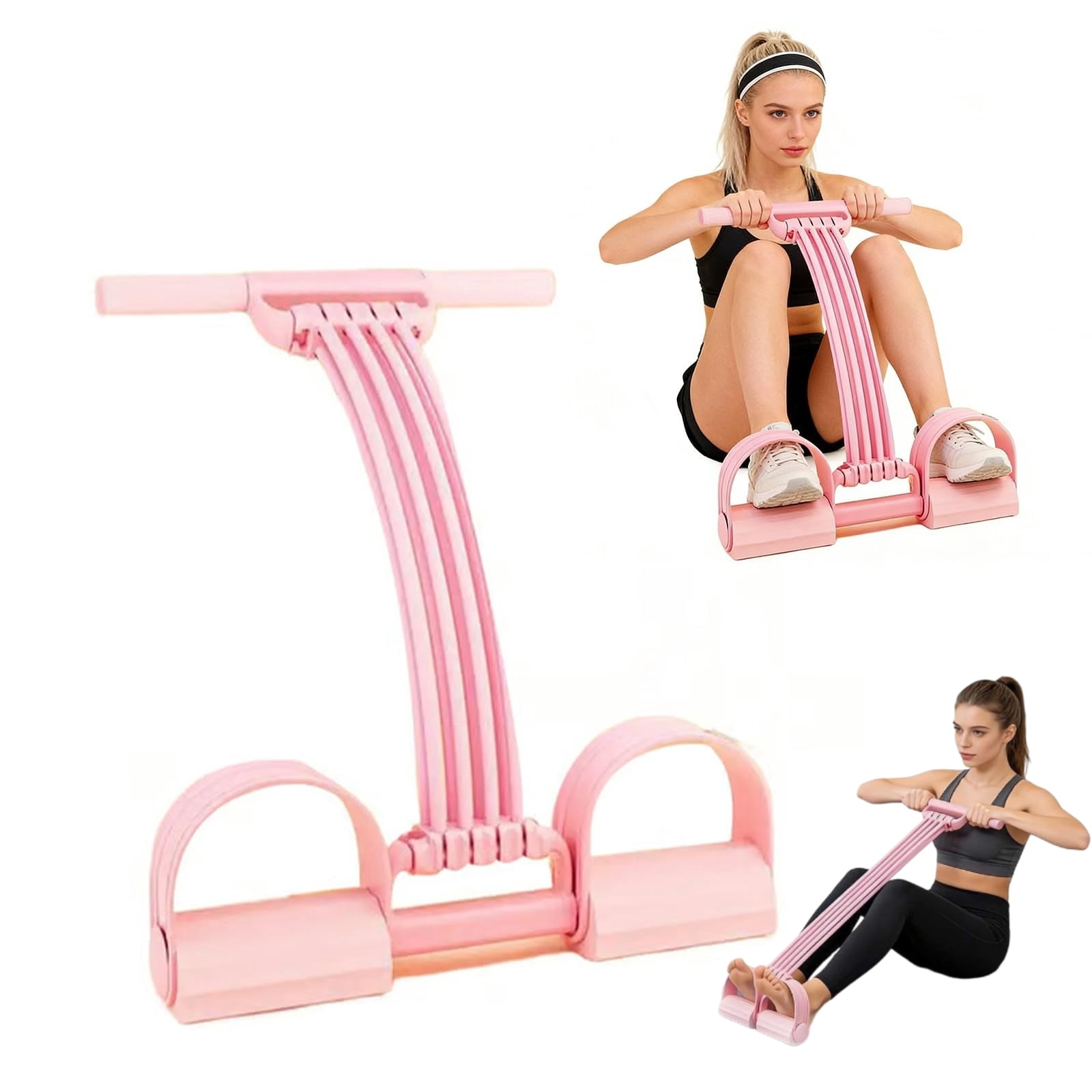 Multifunction Pedal Resistance Band Trainer - 3-in-1 Adjustable Foot Pedal with Handles, Detachable Elastic Strength Bands for Full Body Workout, Home Gym Equipment for Pilates Yoga Ab Stretching