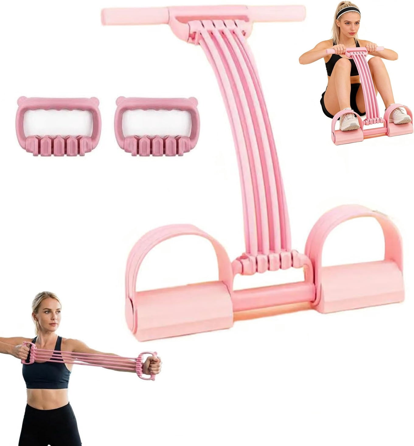 Multifunction Pedal Resistance Band Trainer,8-Tube Multifunction Tension Rope, Detachable Adjustable Foot Pedal for Strength Training, Pilates, Yoga, Ab Workouts