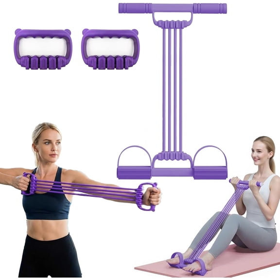 Multifunction Pedal Resistance Band Trainer,8-Tube Multifunction Tension Rope, Detachable Adjustable Foot Pedal for Strength Training, Pilates, Yoga, Ab Workouts
