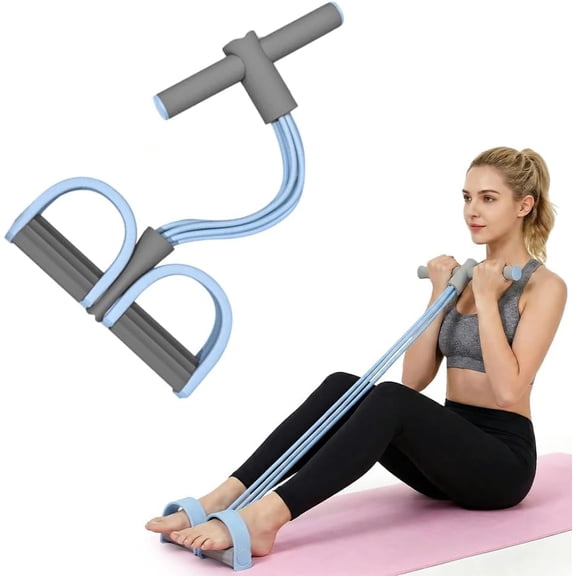 Multifunction Pedal Resistance Band with Handles, 6-Tube Foot Exercise Bands for Abs, Arms, Legs and Full Body Workout