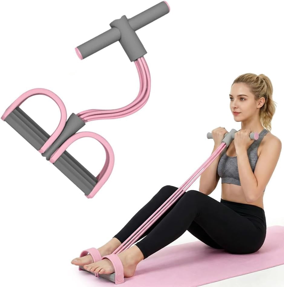 Multifunction Pedal Resistance Band with Handles, 6-Tube Foot Exercise Bands for Abs, Arms, Legs and Full Body Workout