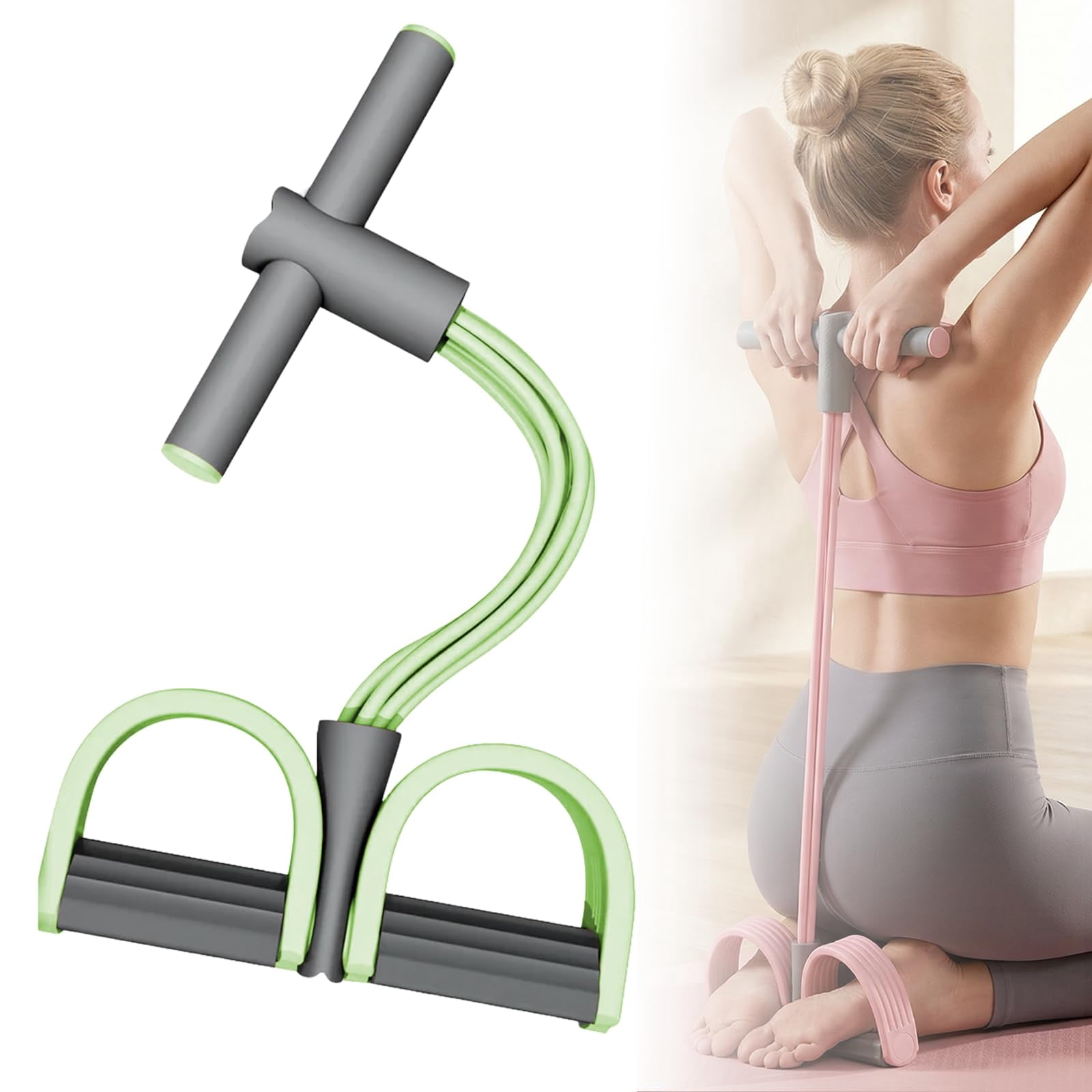 Multifunction Pedal Resistance Bands with Handles – Elastic Yoga Exercise Bands for Full-Body Workout, Non-Slip Foot Pedal Fitness Band for Home Gym & Travel