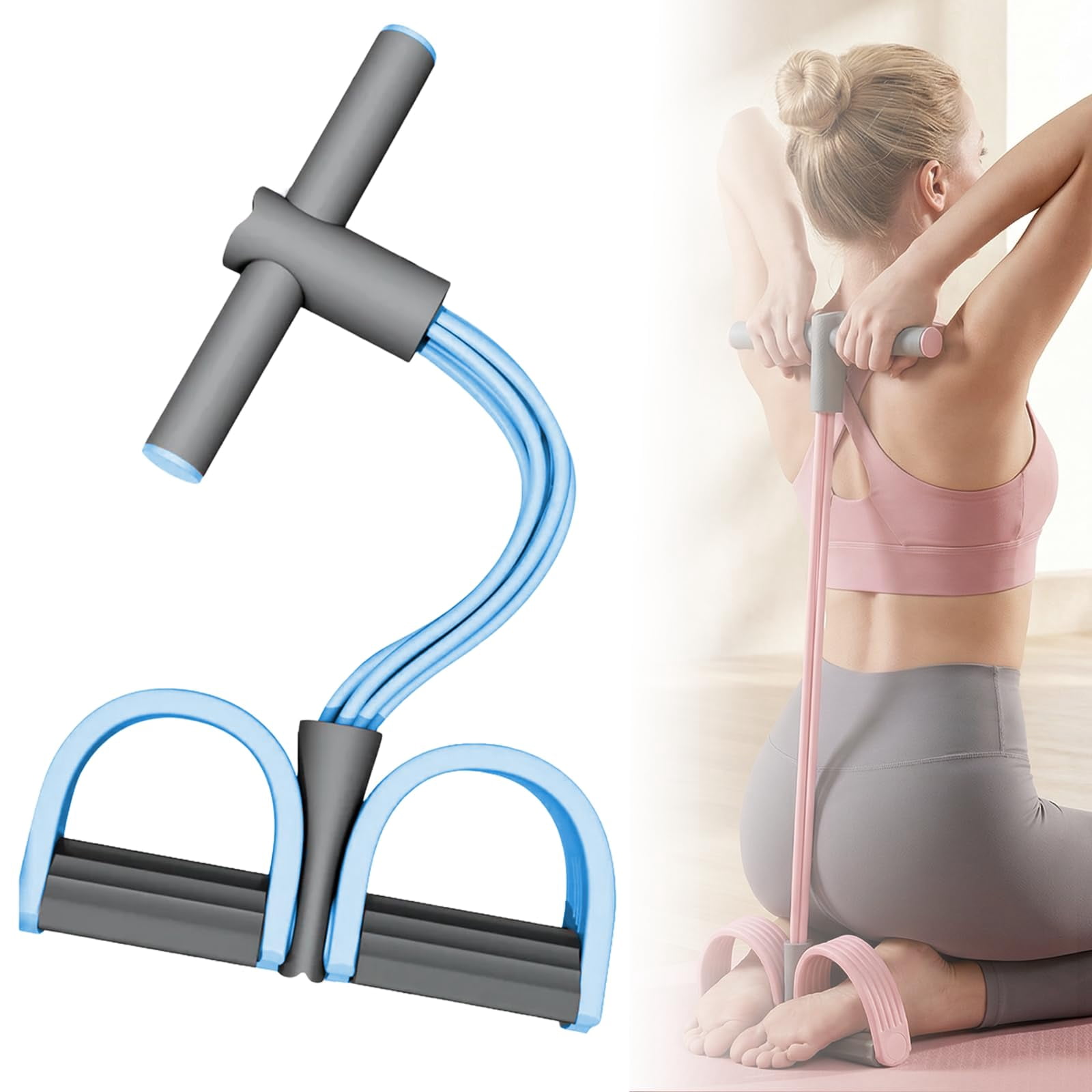 Multifunction Pedal Resistance Bands with Handles – Elastic Yoga Exercise Bands for Full-Body Workout, Non-Slip Foot Pedal Fitness Band for Home Gym & Travel