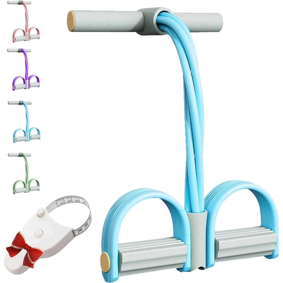 Multifunction Pedal Resistance Bands with Handles, Upgrade 4/6/8 Tube Natural Rubber Foot Tension Rope, Adjustable Full Body Exercise Bands for Home Workout Yoga Abdominal Leg Arm Training