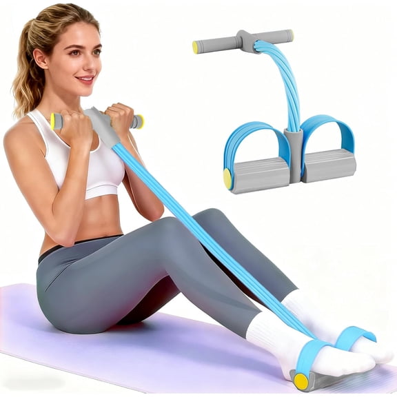 Multifunction Pedal Resistance Trainer with Handles 6-Tube Fitness Bands for Abdomen Waist Arm Leg Strength Training and Full Body Workout