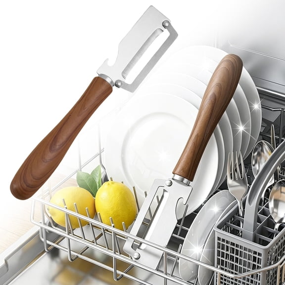 Multifunction Peeler 2-In-1 Cooking Tool Stainless Steel with Bottle Opener Small Waist Grip Handle for Peeling and Scraping Fruits and Beverage Bottles for Modern Fast-Paced