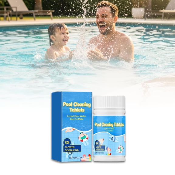 Multifunction Pool Cleaning Tablets for Crystal Clear Water, Clears Cloudy or Hazy Pool Water, Fast-Acting Slow Dissolve Formula for Above/In-Ground Pools